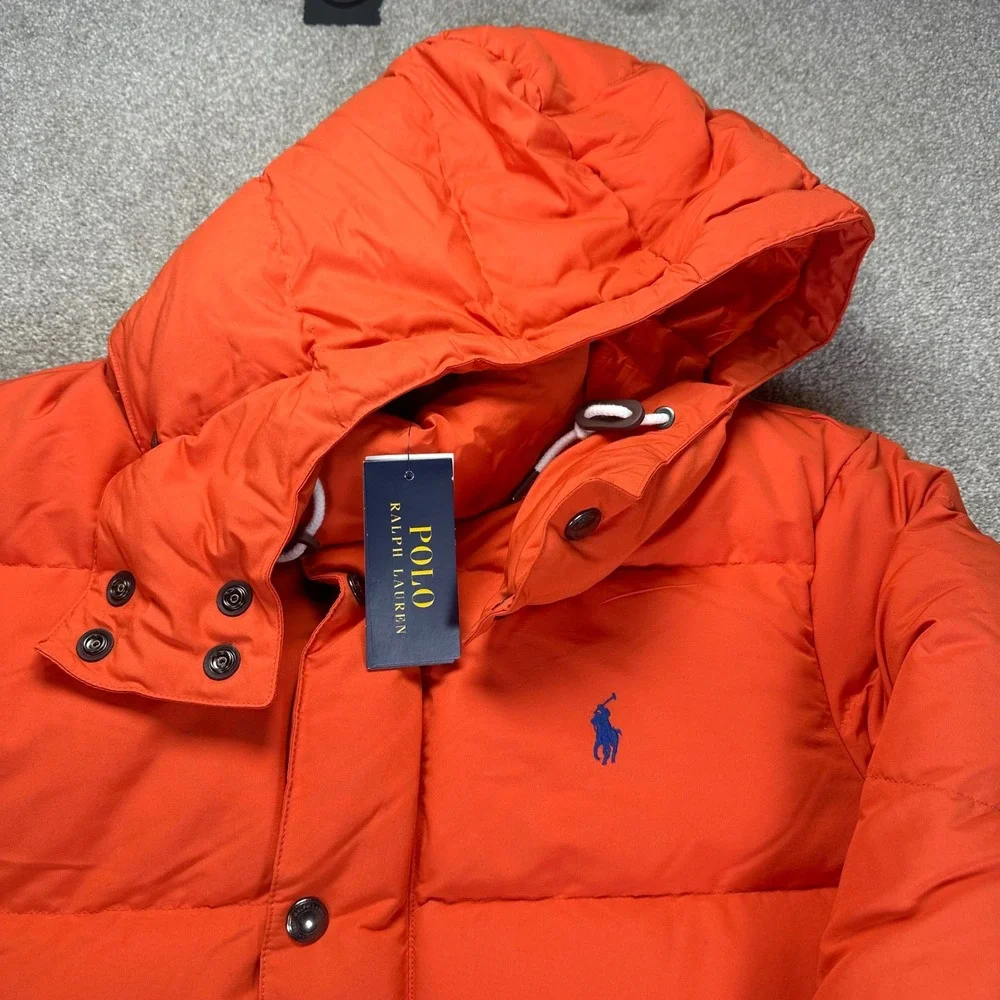 Polo Ralph Lauren Men's Orange‎ Puffer Down Jacket Size Medium